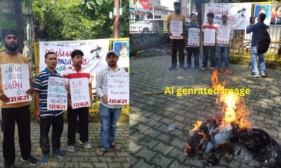 Uttarakhand Political Concept Representing Student Protest and Effigy Burning in Haldwani Buddha Park